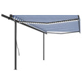 VidaXL Luifel automatisch met LED en windsensor 5x3 m blauw en wit