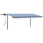 VidaXL Luifel automatisch met LED en windsensor 5x3 m blauw en wit