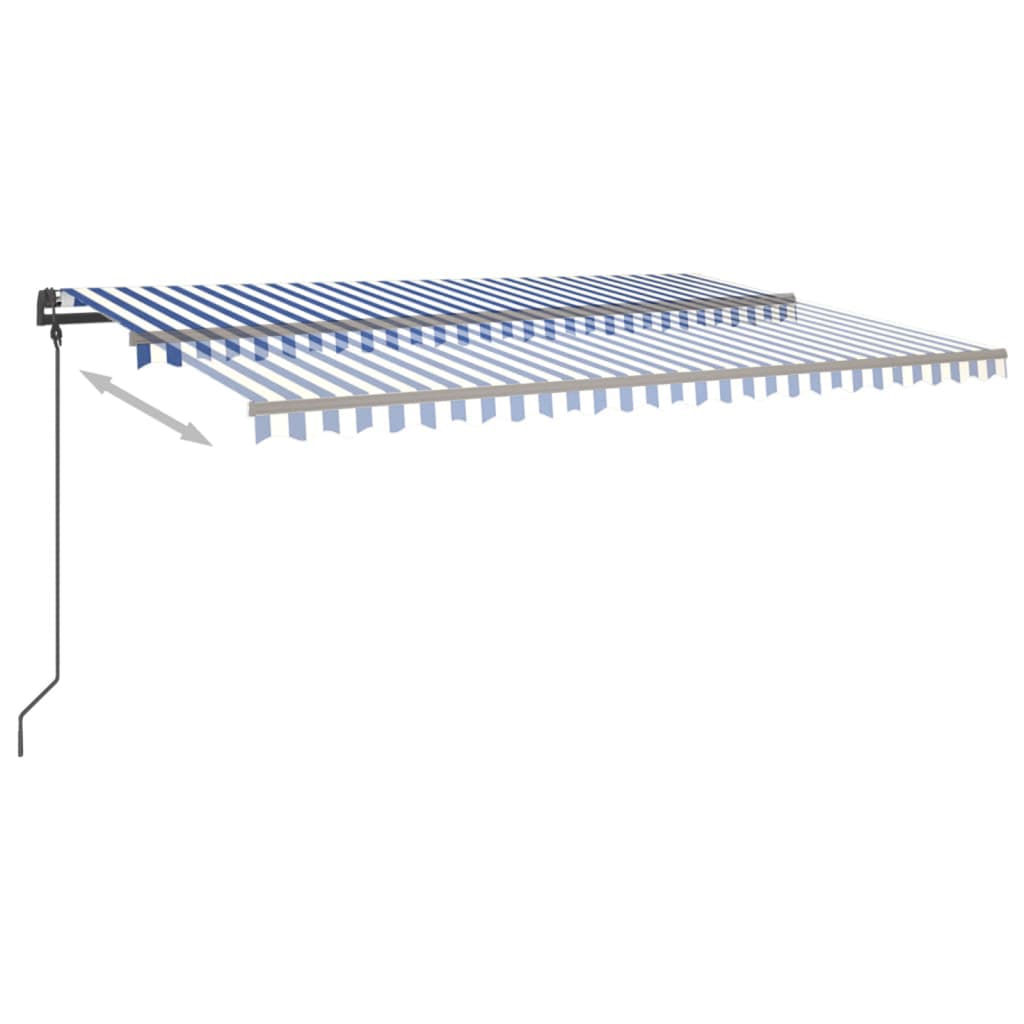 VidaXL Luifel automatisch met LED en windsensor 5x3 m blauw en wit