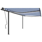 VidaXL Luifel handmatig uittrekbaar met LED 4x3,5 m blauw en wit