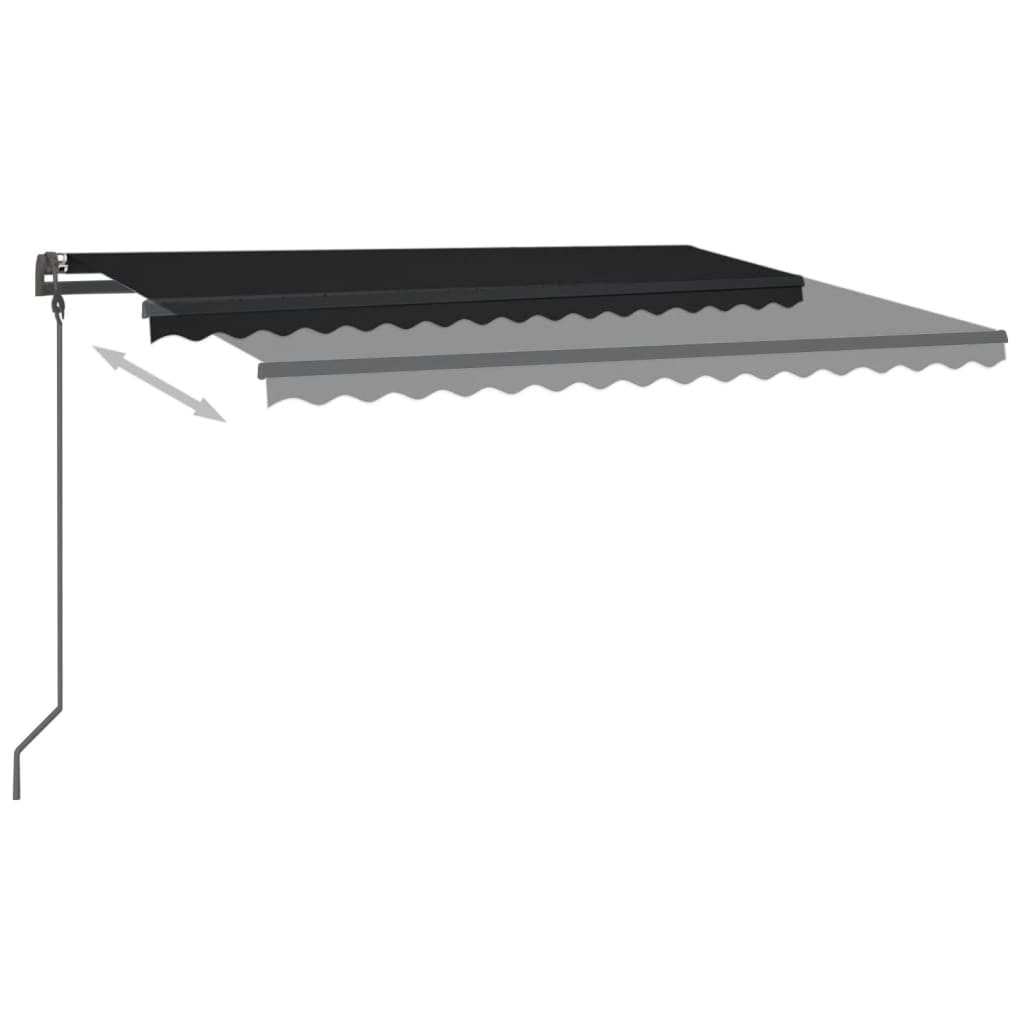 VidaXL Luifel handmatig uittrekbaar met LED 4x3,5 m antracietkleurig