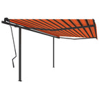 VidaXL Luifel met palen handmatig uittrekbaar 4,5x3,5m oranje en bruin