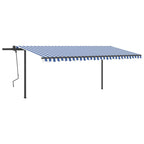 VidaXL Luifel handmatig uittrekbaar met LED 5x3,5 m blauw en wit