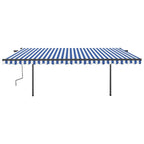 VidaXL Luifel handmatig uittrekbaar met LED 5x3,5 m blauw en wit