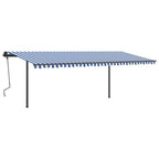 VidaXL Luifel handmatig uittrekbaar met LED 6x3,5 m blauw en wit