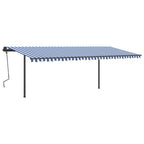 VidaXL Luifel automatisch met LED en windsensor 6x3,5 m blauw en wit