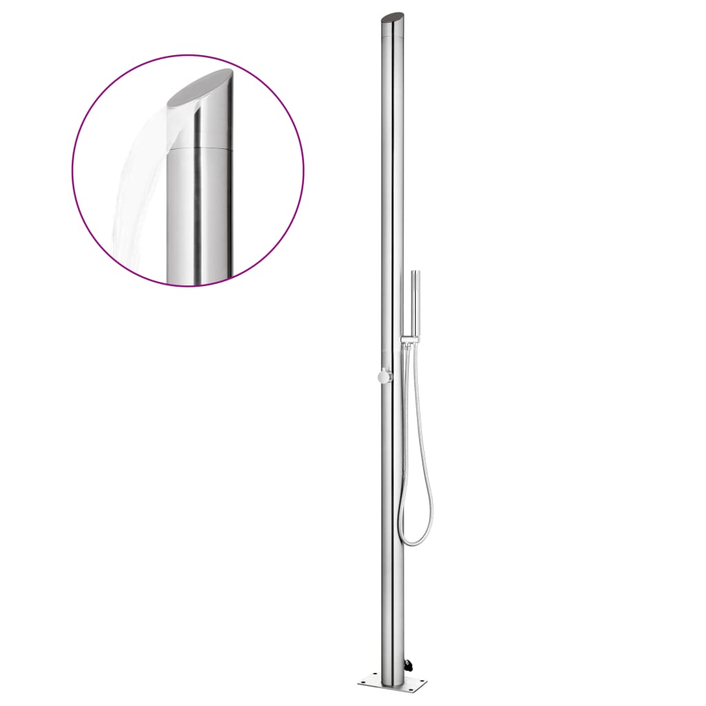 Vidaxl buitendouche met bruine basis 225 cm roestvrij staal