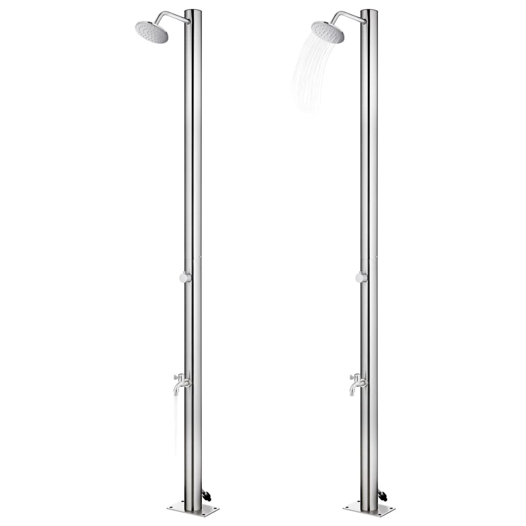 Vidaxl buitendouche met bruine basis 220 cm roestvrij staal