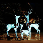 VidaXL Kerstversiering rendierfamilie 201 LED's wit en zilverkleurig