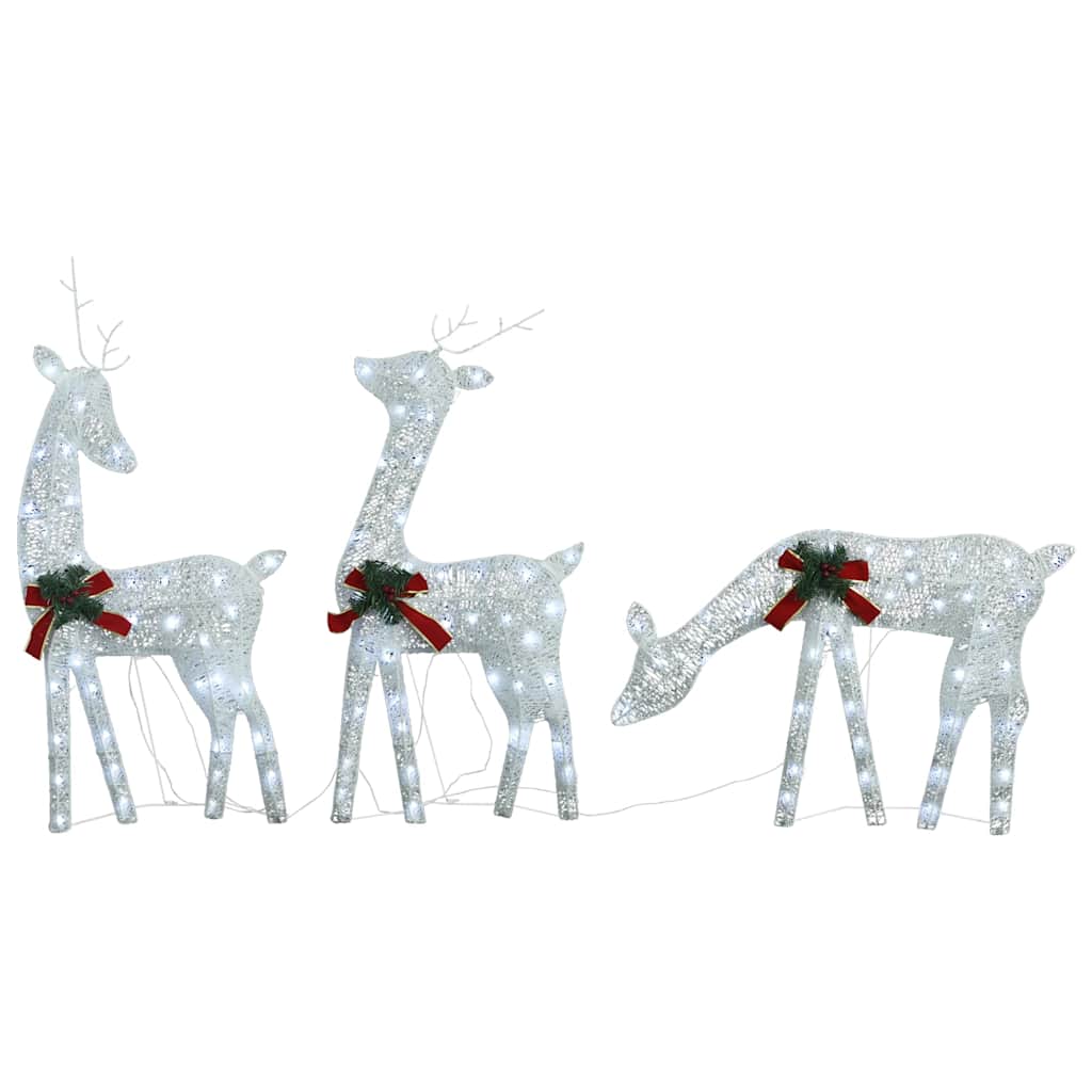Vidaxl rendierfamilie kerstmis koudwit 270x7x90 cm mesh wit