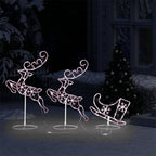 Vidaxl kerstdecoratie rendieren en slee 260x21x87 cm acryl warmwit