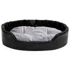 Vidaxl hondenmand 90x79x20 cm pluche en kunstleer zwart en grijs