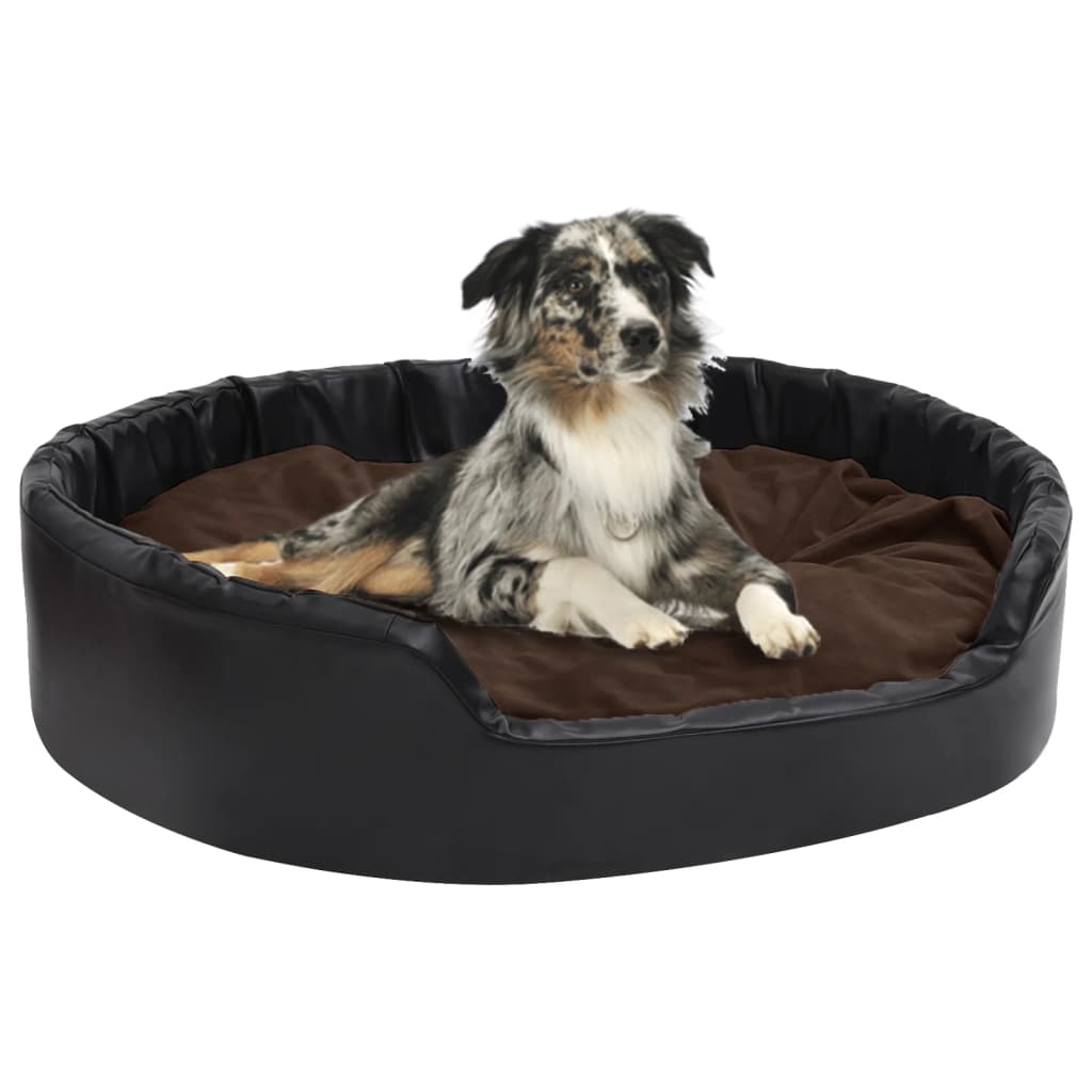 VidaXL Hondenmand 99x89x21 cm pluche en kunstleer zwart en bruin