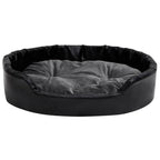 VidaXL Hondenmand 90x79x20 cm pluche en kunstleer zwart en donkergrijs