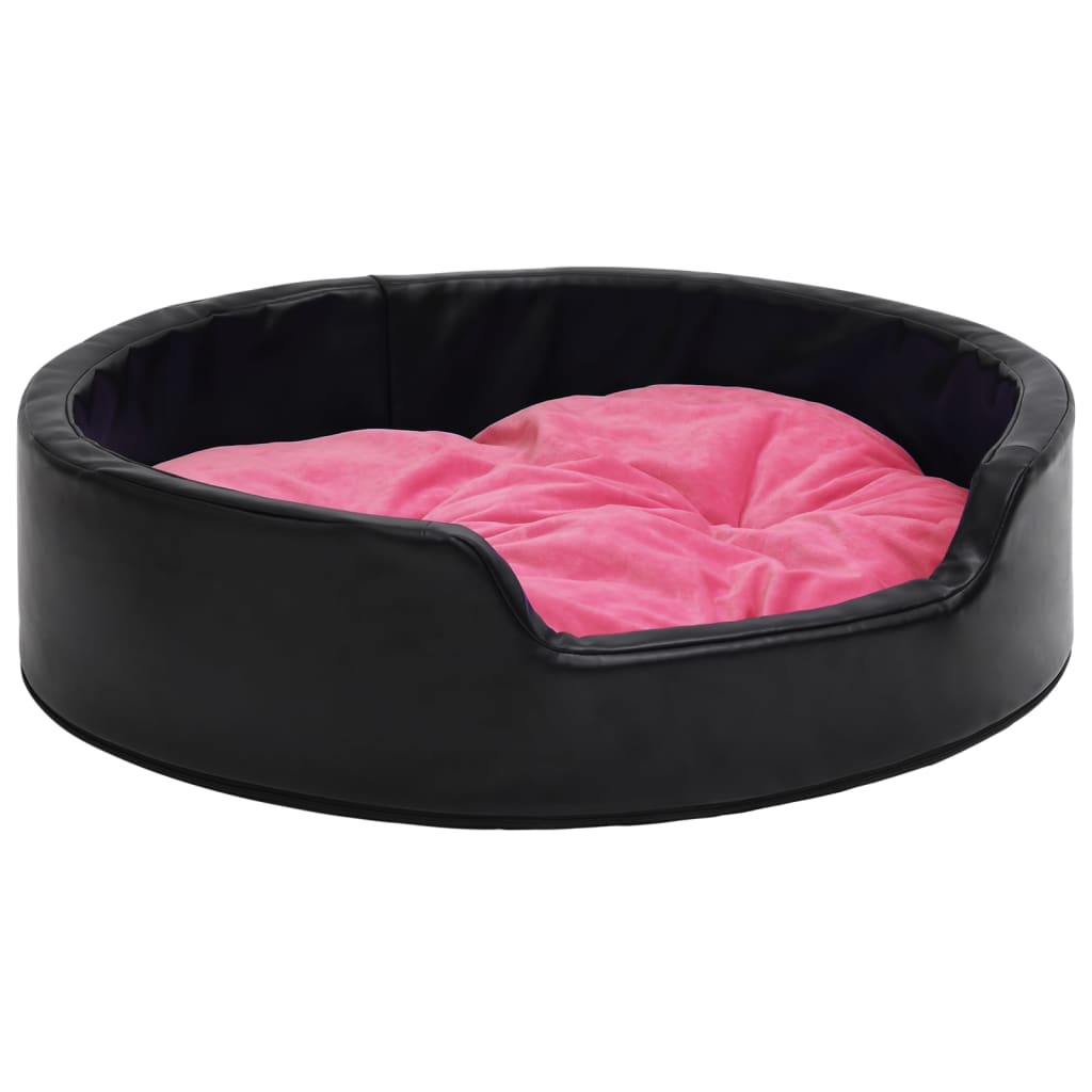 VidaXL Hondenmand 99x89x21 cm pluche en kunstleer zwart en roze