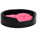 VidaXL Hondenmand 99x89x21 cm pluche en kunstleer zwart en roze