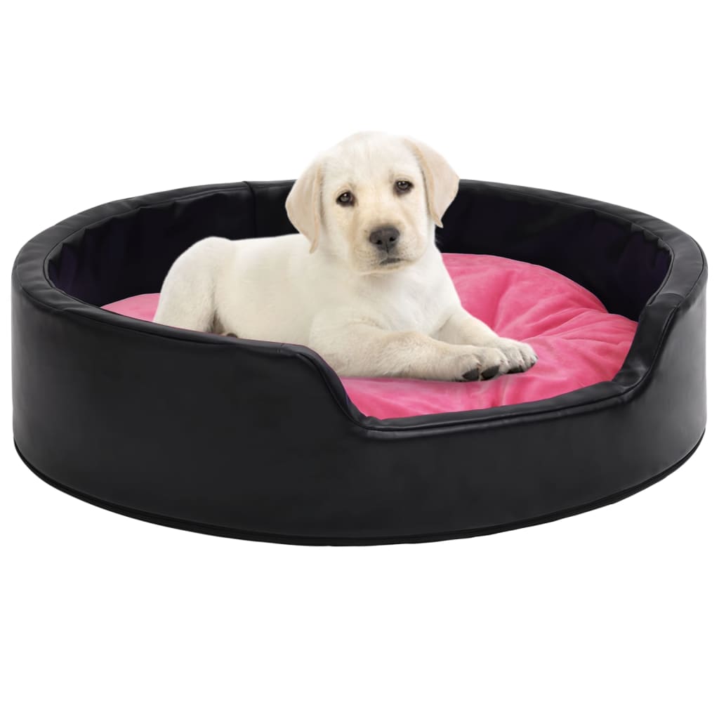 VidaXL Hondenmand 99x89x21 cm pluche en kunstleer zwart en roze
