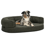 VidaXL Hondenbed ergonomisch linnen-look 90x64 cm fleece donkergrijs