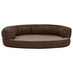 VidaXL Hondenbed ergonomisch linnen-look 75x53 cm fleece bruin