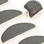 Vidaxl trapmatten 15 st 65x21x4 cm grijs halfrond groot
