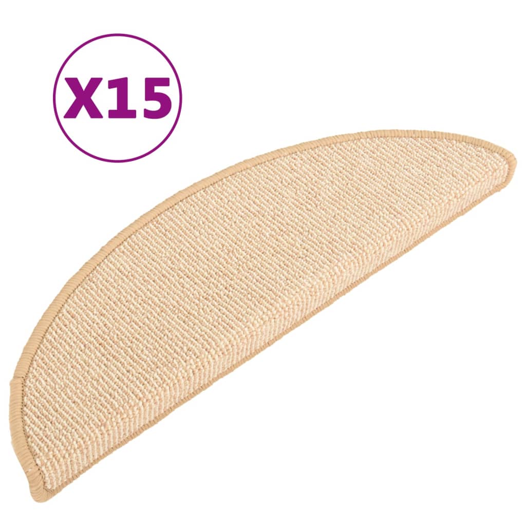 Vidaxl trapmatten 15 st 65x21x4 cm crème halfrond groot