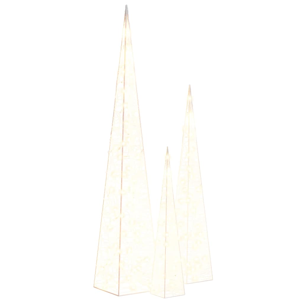 VidaXL Lichtkegelset decoratief LED warmwit 60 90 120 cm acryl