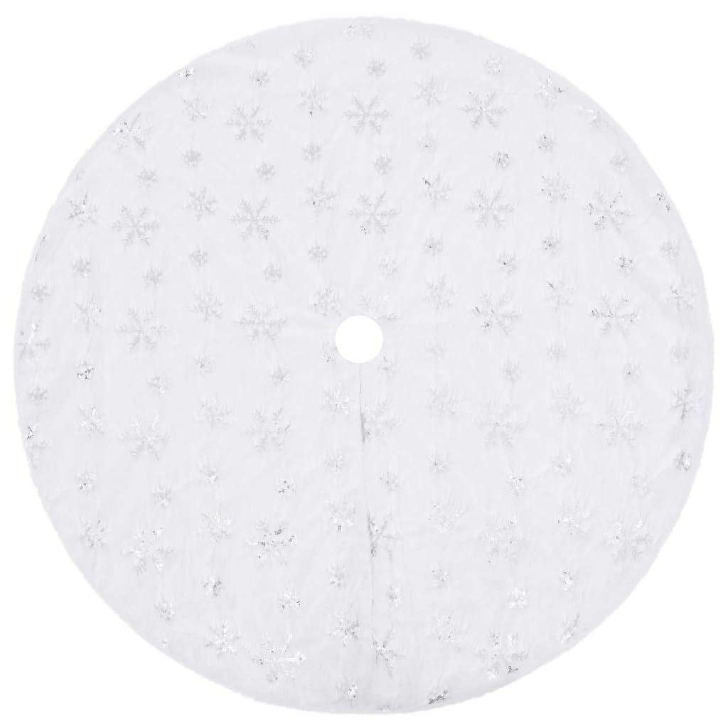Vidaxl luxe kerstboomrok wit 90 cm imitatiebont