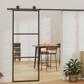 Vidaxl schuifdeur 3-panelen 76x205 cm esg-glas en aluminium zwart