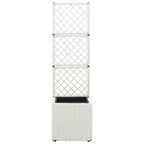 Vidaxl latwerkplantenbak verhoogd met 1 pot 30x30x107 cm rattan wit