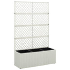 VidaXL Latwerkplantenbak verhoogd met 3 potten 83x30x130 cm rattan wit