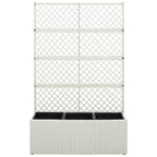 VidaXL Latwerkplantenbak verhoogd met 3 potten 83x30x130 cm rattan wit