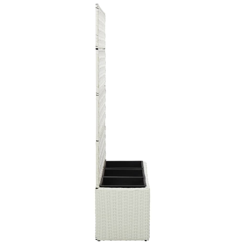 VidaXL Latwerkplantenbak verhoogd met 3 potten 83x30x130 cm rattan wit