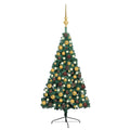 VidaXL Kunstkerstboom met verlichting en kerstballen half 150 cm groen