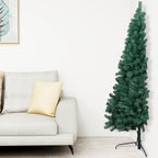 VidaXL Kunstkerstboom met verlichting en kerstballen half 180 cm groen