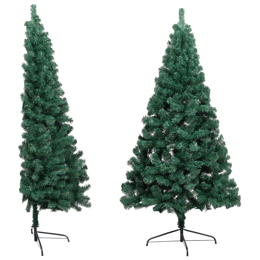VidaXL Kunstkerstboom met verlichting en kerstballen half 210 cm groen