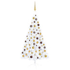VidaXL Kunstkerstboom met verlichting en kerstballen half 150 cm wit