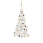 VidaXL Kunstkerstboom met verlichting en kerstballen half 210 cm wit