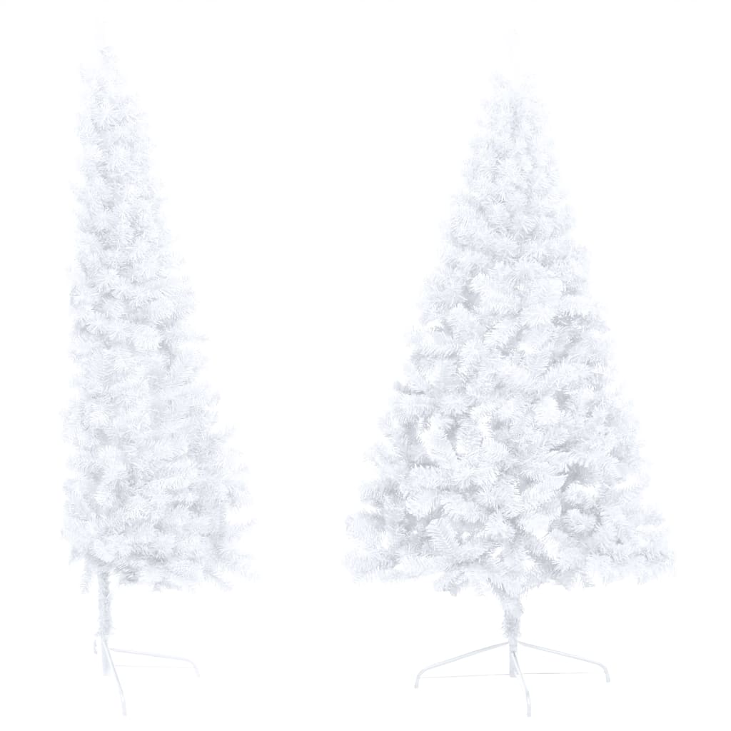VidaXL Kunstkerstboom met verlichting en kerstballen half 210 cm wit