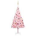 VidaXL Kunstkerstboom met verlichting en kerstballen 240 cm PVC roze
