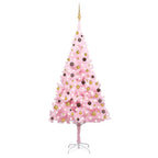 VidaXL Kunstkerstboom met verlichting en kerstballen 240 cm PVC roze