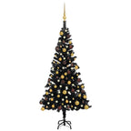VidaXL Kunstkerstboom met verlichting en kerstballen 120 cm PVC zwart