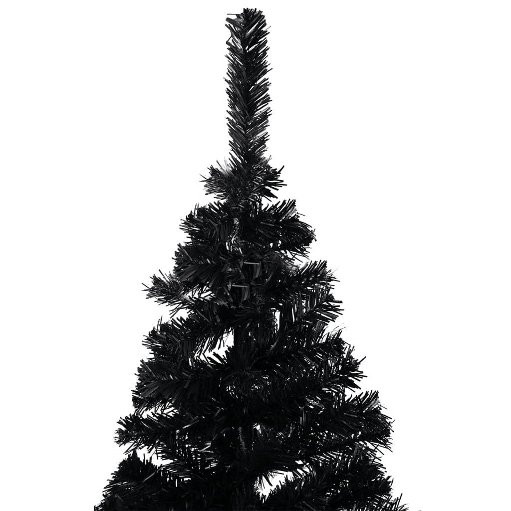 VidaXL Kunstkerstboom met verlichting en kerstballen 150 cm PVC zwart