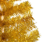 VidaXL Kunstkerstboom met verlichting en kerstballen 120 cm PET goud
