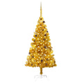 VidaXL Kunstkerstboom met verlichting en kerstballen 210 cm PET goud