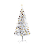 VidaXL Kunstkerstboom met verlichting en kerstballen 180 cm PET zilver