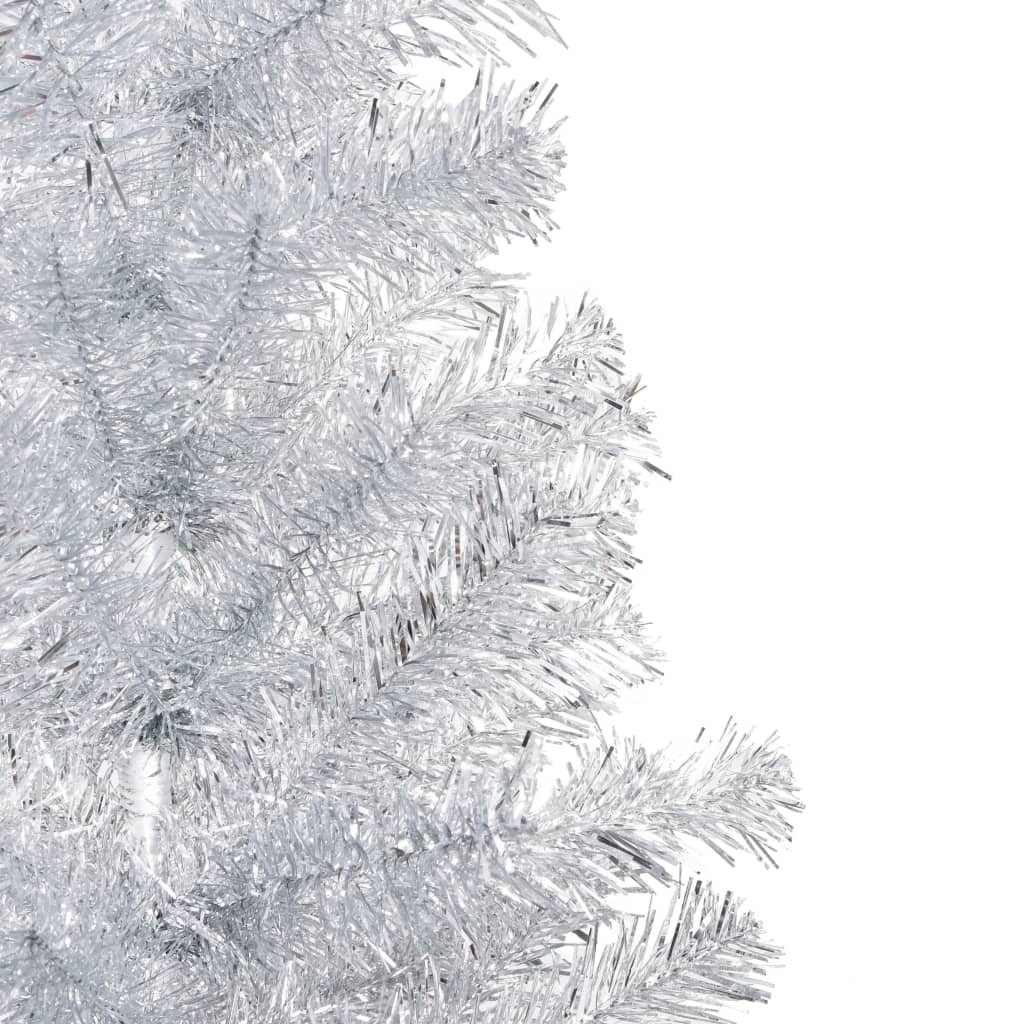 VidaXL Kunstkerstboom met verlichting en kerstballen 180 cm PET zilver