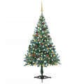VidaXL Kunstkerstboom met verlichting ballen sneeuw dennenappel 150 cm