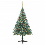 VidaXL Kunstkerstboom met verlichting ballen sneeuw dennenappel 150 cm