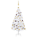 VidaXL Kunstkerstboom met verlichting en kerstballen 150 cm PVC wit