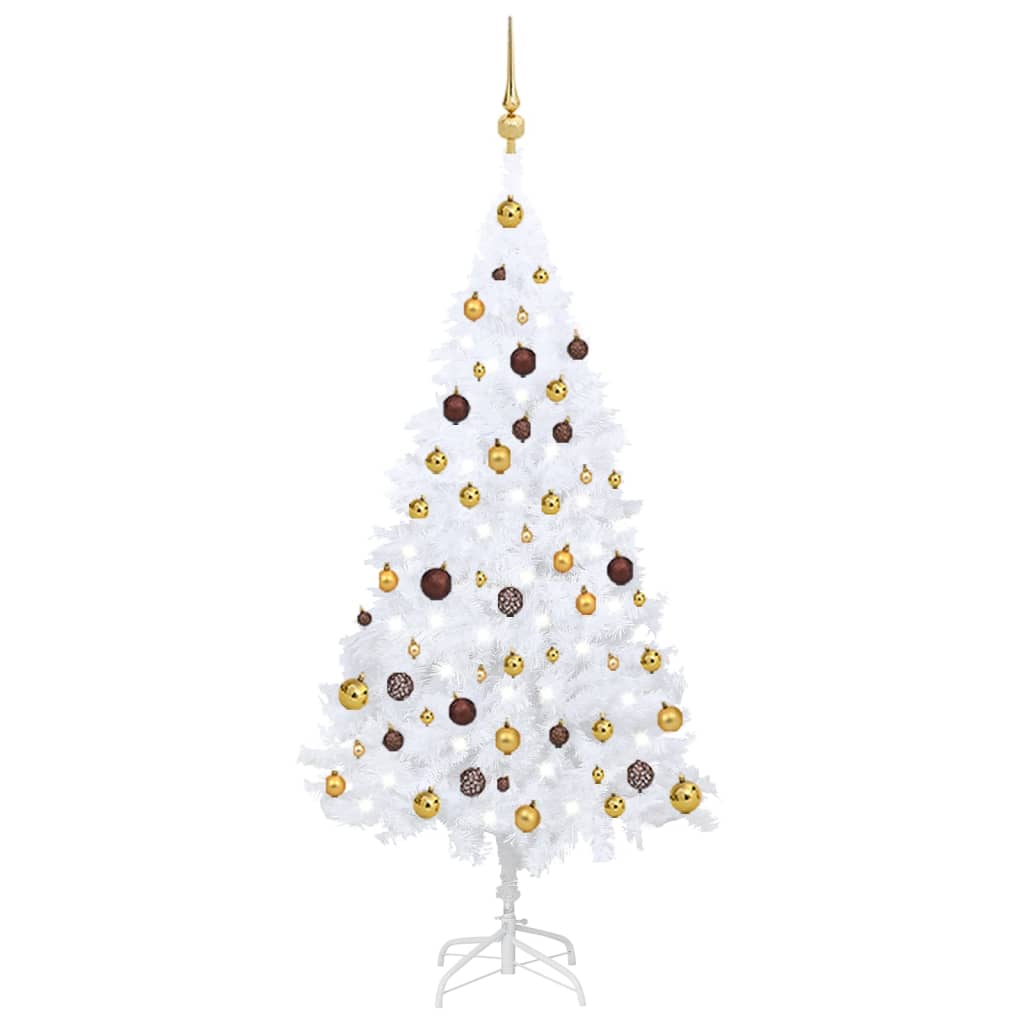 VidaXL Kunstkerstboom met verlichting en kerstballen 150 cm PVC wit